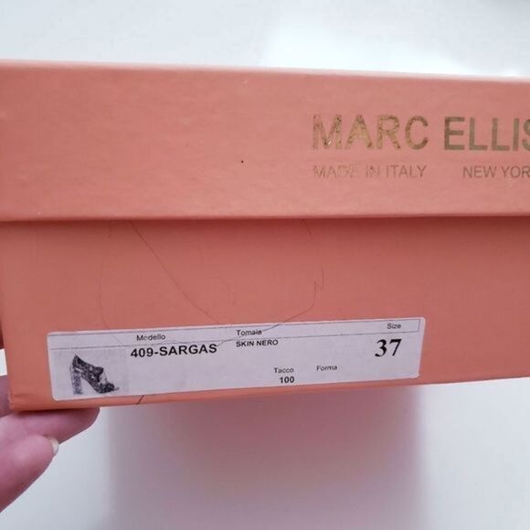 Marc‎ Ellis Black Leather Snake Embossed Open Toe Bootie - Picture 7 of 7